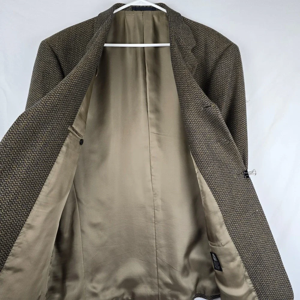 Bartolini Roma Mens Herringbone Italian Wool Sport Blazer Coat 3 Button Size 44R